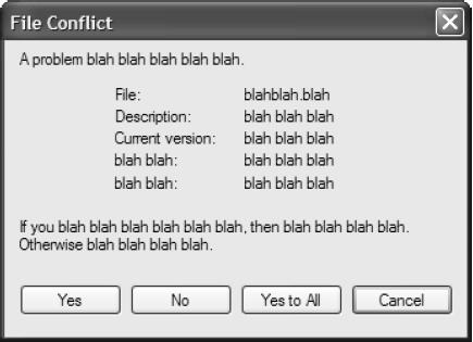 What a user sees when they read your dialogs.